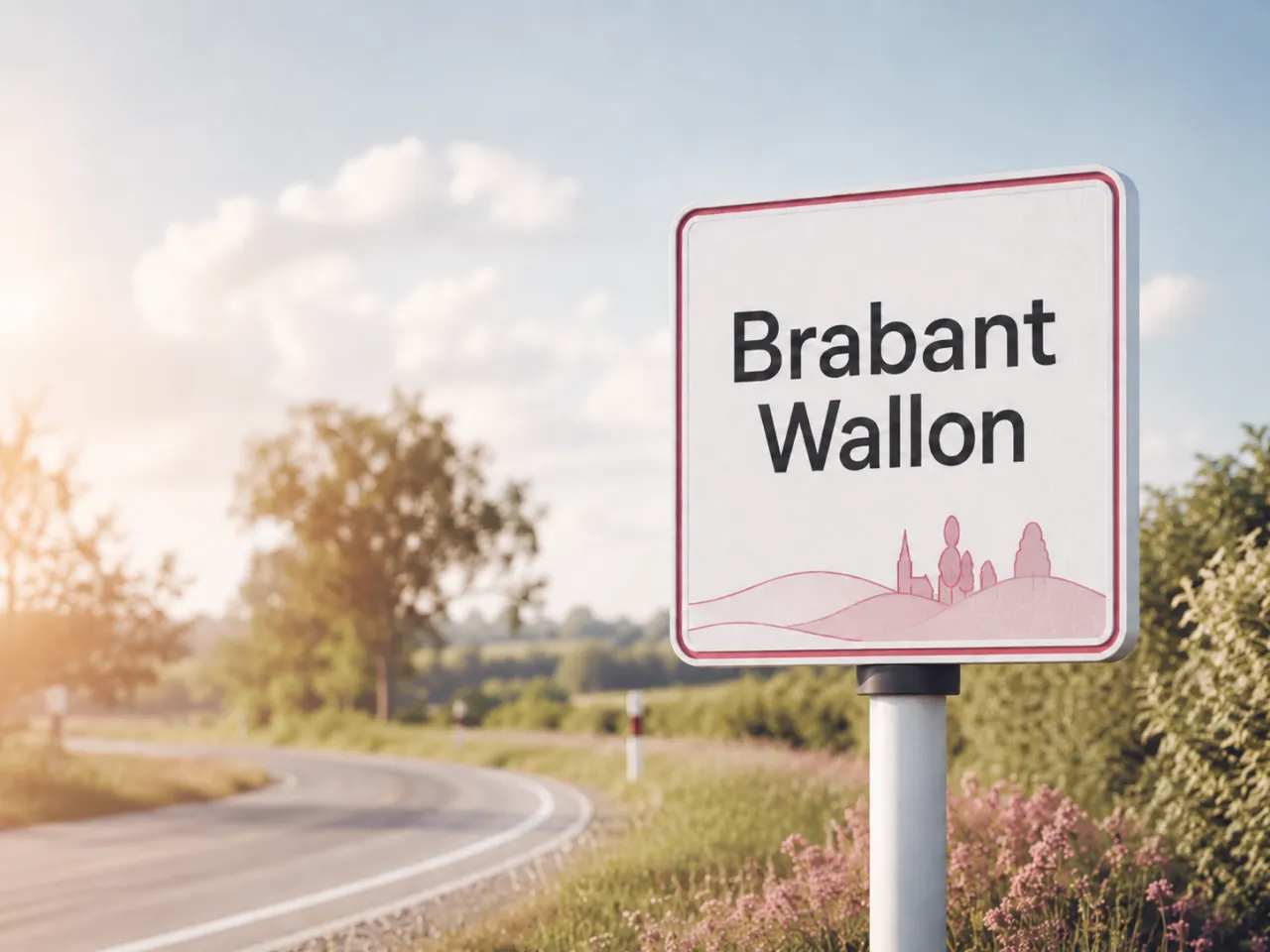 Panneau routier « Brabant Wallon » — zone desservie par GroupInfi (Braine-l’Alleud, Ophain, Waterloo)